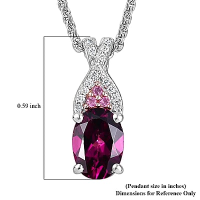 D'Joy Radiant Ember Garnet and Multi Gemstone 1.10 ctw Infinity Pendant Necklace in Rhodium Over Sterling Silver 20 Inches