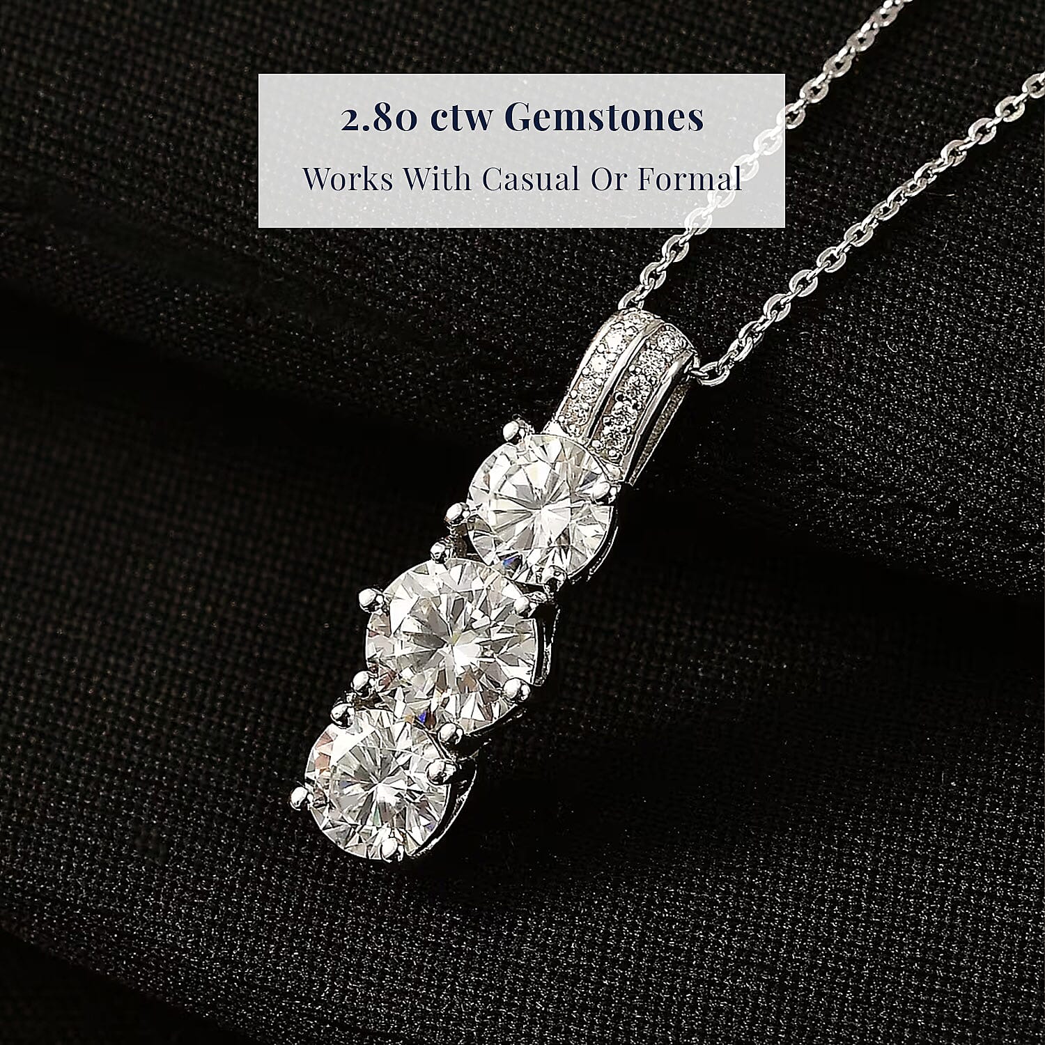D'Joy Moissanite 2.80 ctw Pendant Necklace in Platinum Over Sterling Silver (20 Inches)