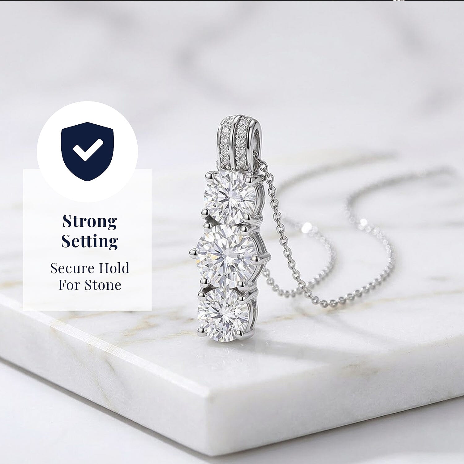 D'Joy Moissanite 2.80 ctw Pendant Necklace in Platinum Over Sterling Silver (20 Inches)