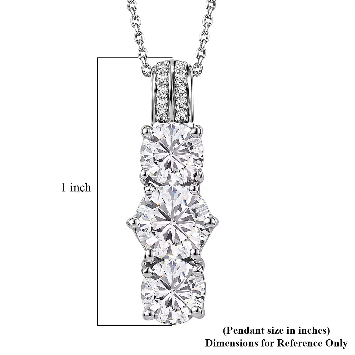 D'Joy Moissanite 2.80 ctw Pendant Necklace in Platinum Over Sterling Silver (20 Inches)