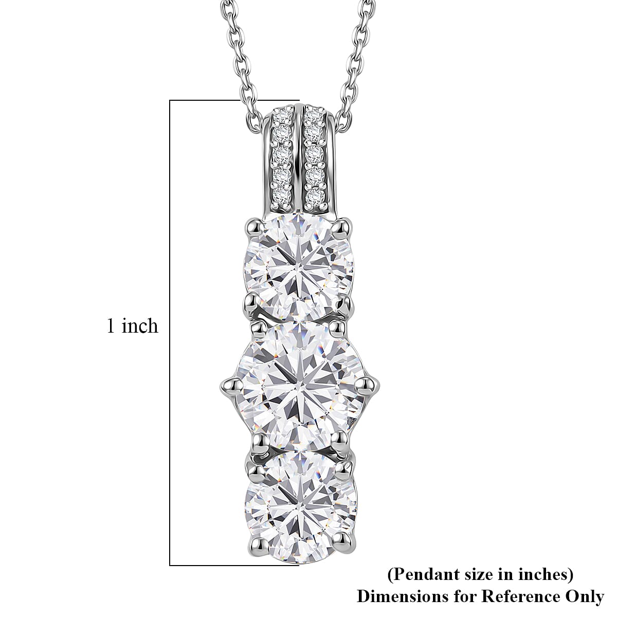 D'Joy Moissanite 2.80 ctw Pendant Necklace in Platinum Over Sterling Silver (20 Inches) image number 5