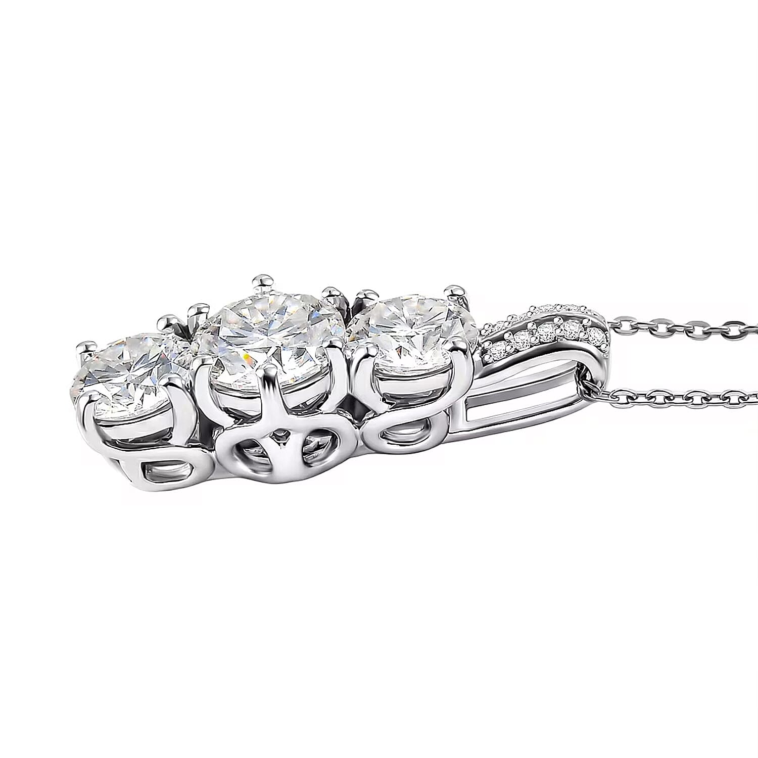 D'Joy Moissanite 2.80 ctw Pendant Necklace in Platinum Over Sterling Silver (20 Inches)
