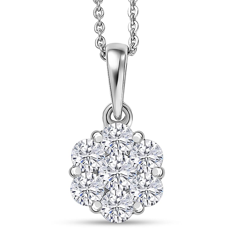 D'Joy Moissanite 1.15 ctw Pendant Necklace in Platinum Over Sterling Silver 20 Inches