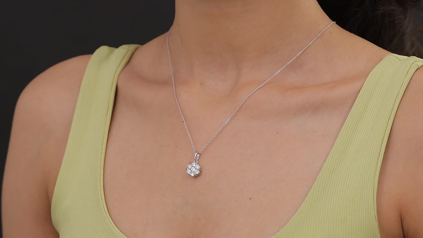D'Joy Moissanite 1.15 ctw Pendant Necklace in Platinum Over Sterling Silver 20 Inches