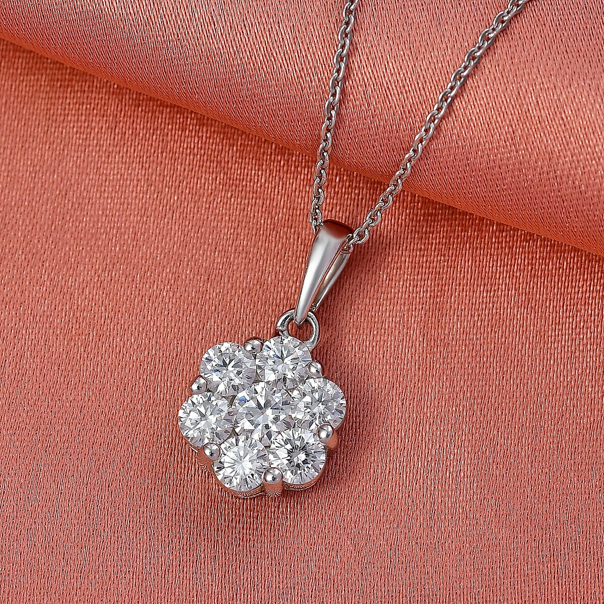 D'Joy Moissanite 1.15 ctw Pendant Necklace in Platinum Over Sterling Silver 20 Inches  image number 1