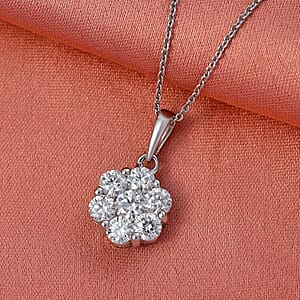 D'Joy Moissanite 1.15 ctw Pendant Necklace in Platinum Over Sterling Silver 20 Inches 