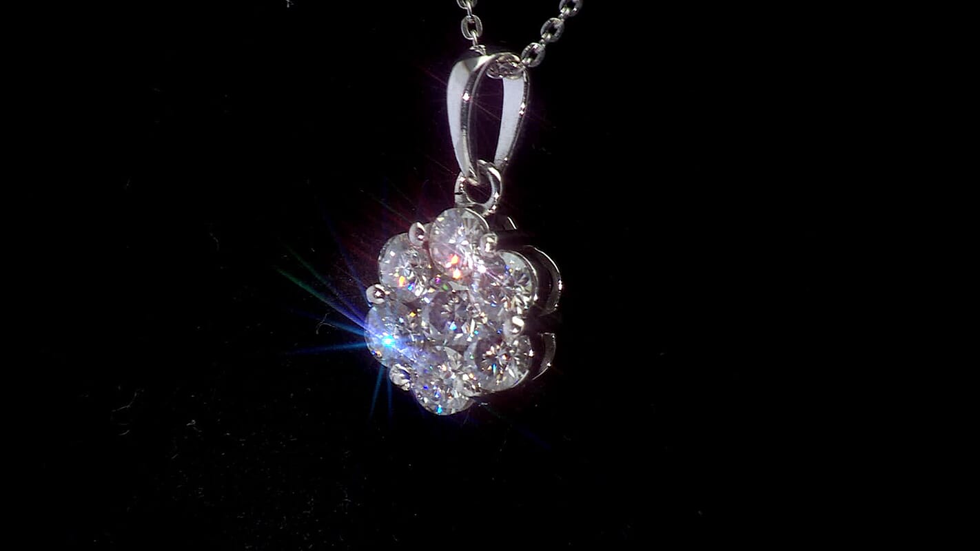 D'Joy Moissanite 1.15 ctw Pendant Necklace in Platinum Over Sterling Silver 20 Inches