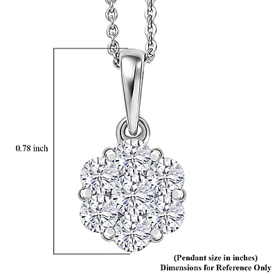 D'Joy Moissanite 1.15 ctw Pendant Necklace in Platinum Over Sterling Silver 20 Inches