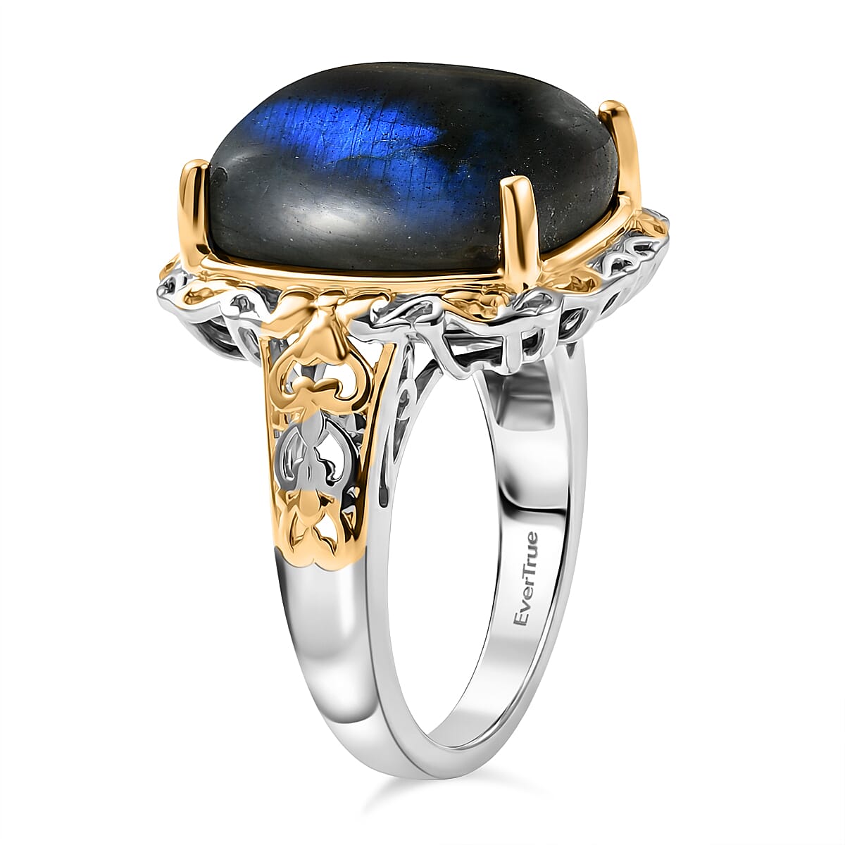 EverTrue 3 Piece Set - Malagasy Labradorite Earrings, Ring (Size 8) and Pendant in ION Plated 18K YG and Platinum Bond with Stainless Steel Necklace (20 Inches) 30.45 ctw image number 3