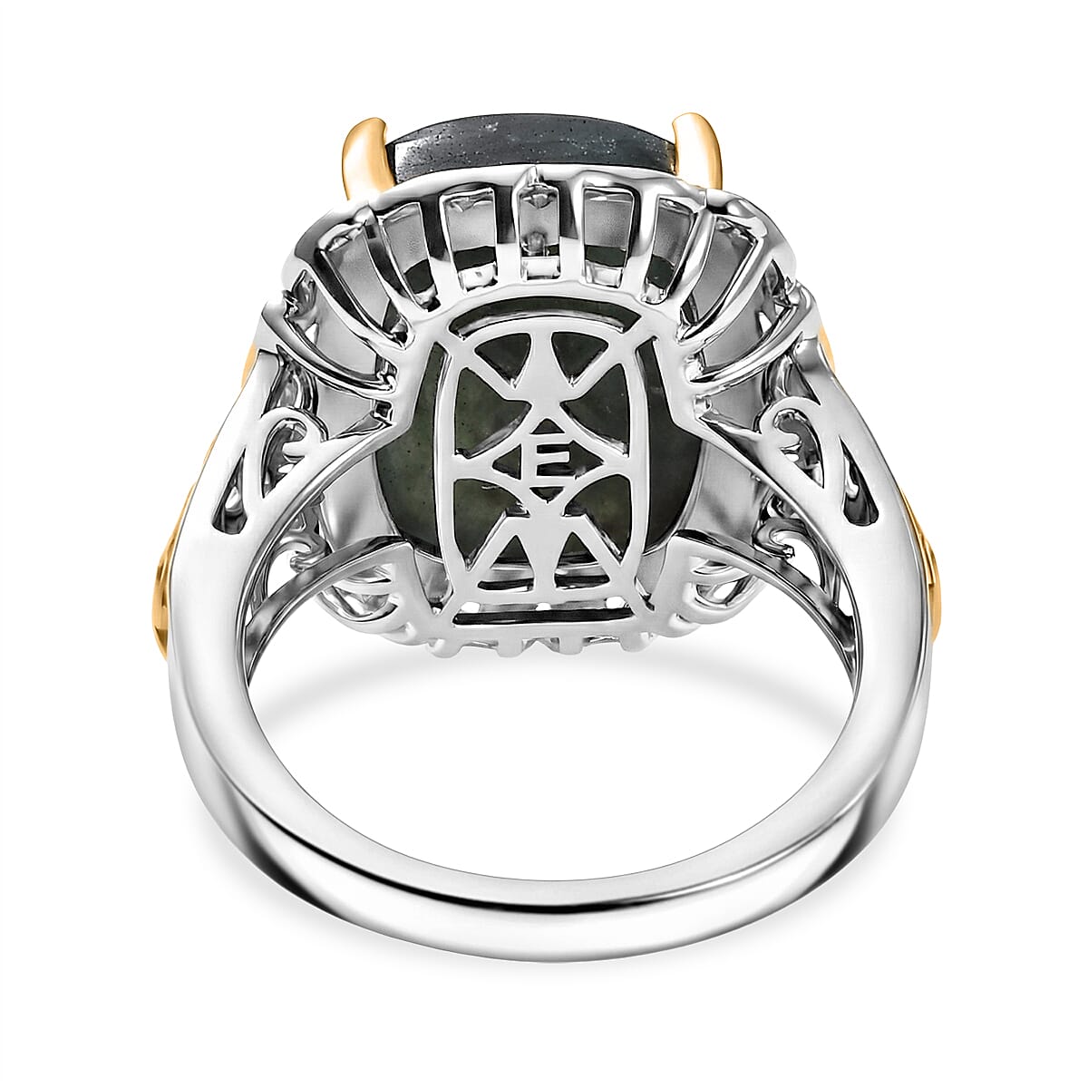 EverTrue 3 Piece Set - Malagasy Labradorite Earrings, Ring (Size 8) and Pendant in ION Plated 18K YG and Platinum Bond with Stainless Steel Necklace (20 Inches) 30.45 ctw image number 4