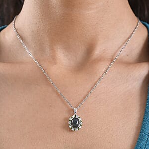 EverTrue Malagasy Labradorite and Multi Gemstone 3.40 ctw Pendant in Platinum Bond with Stainless Steel Necklace 20 Inches