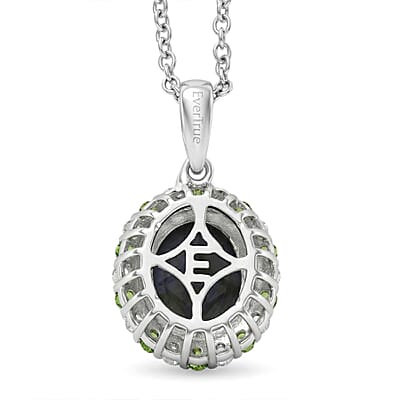 EverTrue Malagasy Labradorite and Multi Gemstone 3.40 ctw Moonlit Bloom Spark Pendant in Platinum Bond with Stainless Steel Necklace 20 Inches