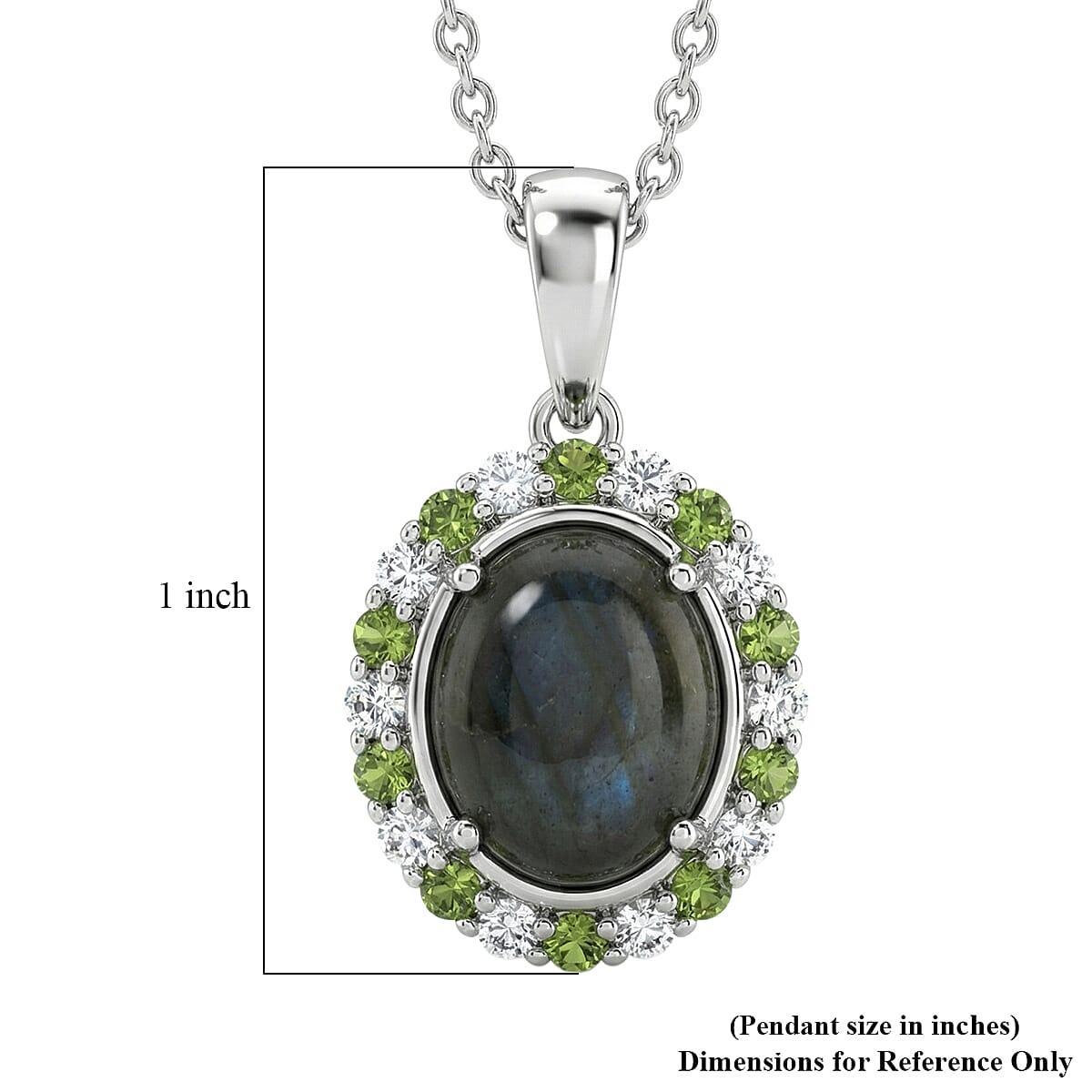 EverTrue Malagasy Labradorite and Multi Gemstone 3.40 ctw Pendant in Platinum Bond with Stainless Steel Necklace 20 Inches image number 5