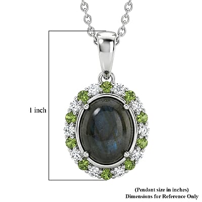 EverTrue Malagasy Labradorite and Multi Gemstone 3.40 ctw Moonlit Bloom Spark Pendant in Platinum Bond with Stainless Steel Necklace 20 Inches