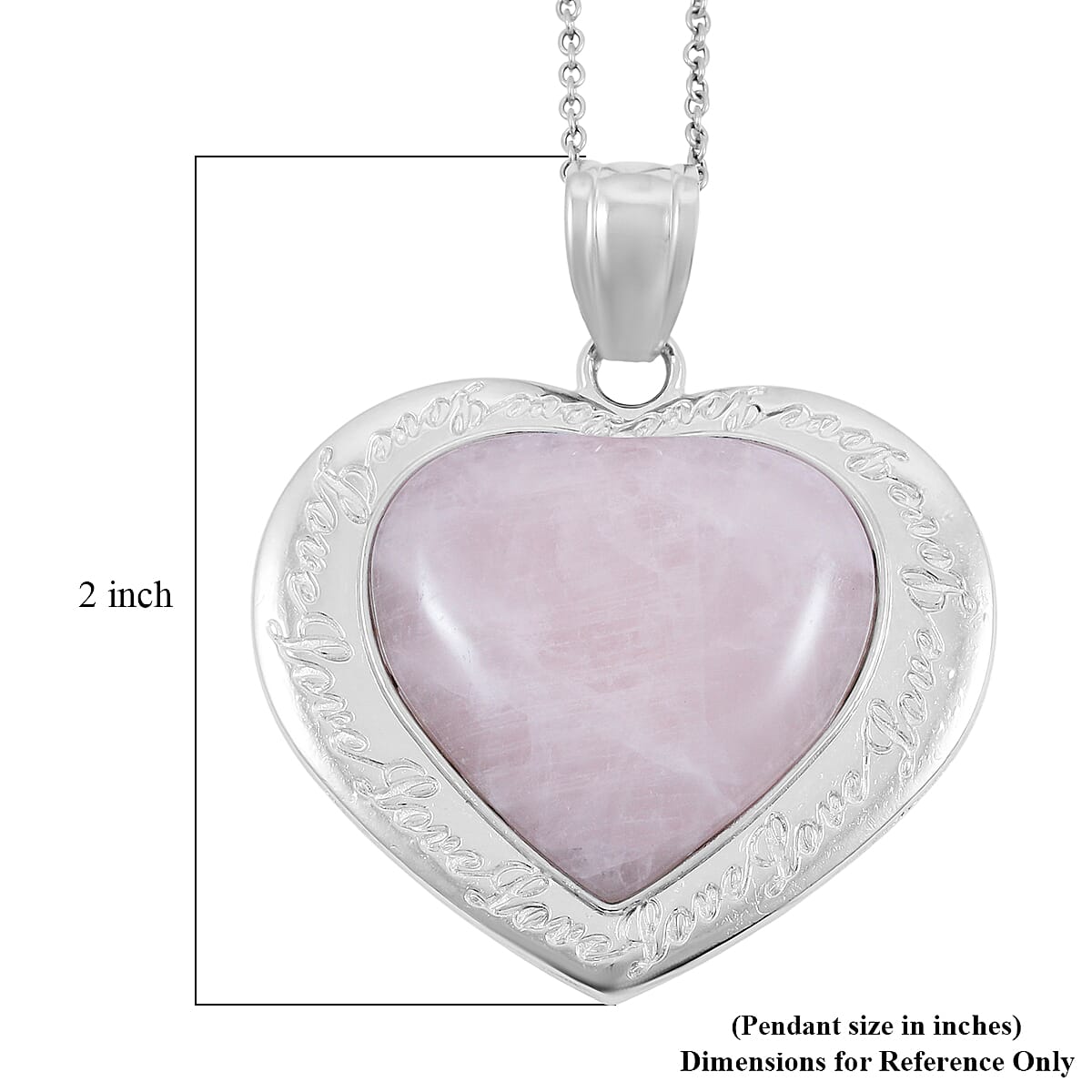 Rose Quartz Heart Pendant in Silvertone with Stainless Steel Necklace 28.00 ctw (20 Inches)