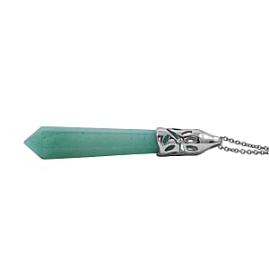 Green Aventurine Pendant in Silvertone with Stainless Steel Necklace 35.00 ctw (20 Inches)