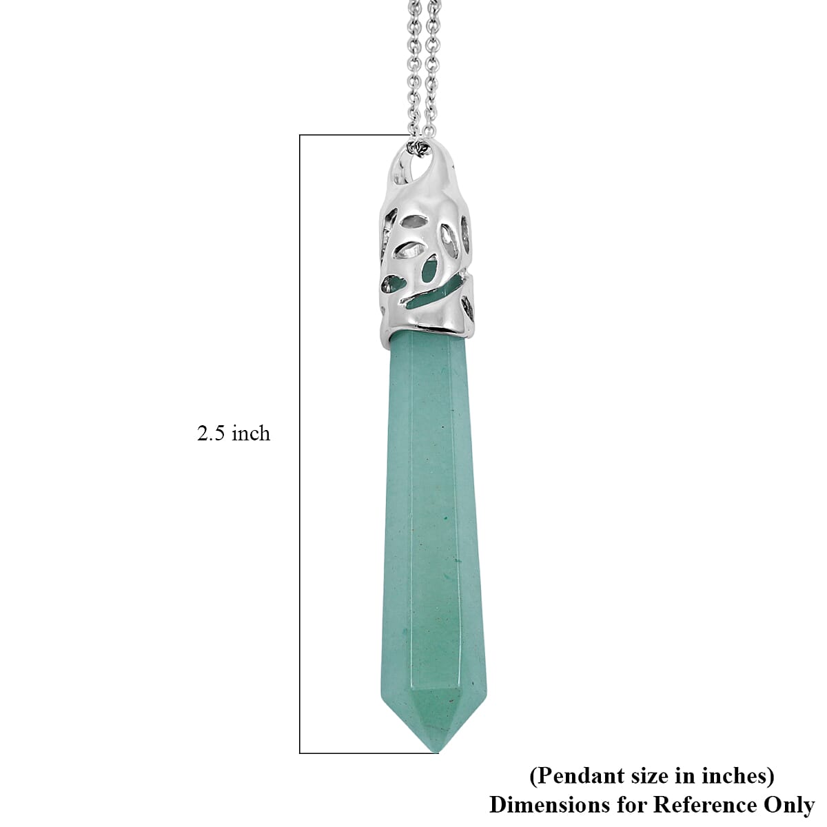 Green Aventurine 35 ctw Pendant in Silvertone with Stainless Steel Necklace 20 Inches image number 5