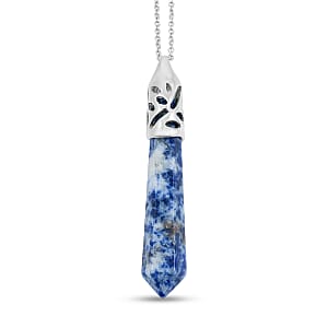 Sodalite Pendant in Silvertone with Stainless Steel Necklace 36.00 ctw (20 Inches)
