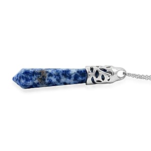 Sodalite Pendant in Silvertone with Stainless Steel Necklace 36.00 ctw (20 Inches)