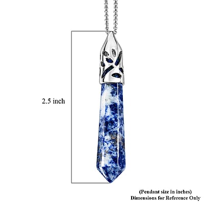 Sodalite Taper Point Pendant in Silvertone with Stainless Steel Necklace 36.00 ctw (20 Inches)