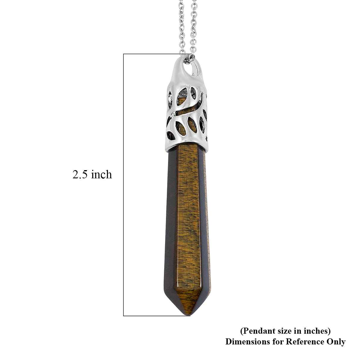 Tigers Eye 39.50 ctw Pendant in Silvertone with Stainless Steel Necklace 20 Inches image number 3