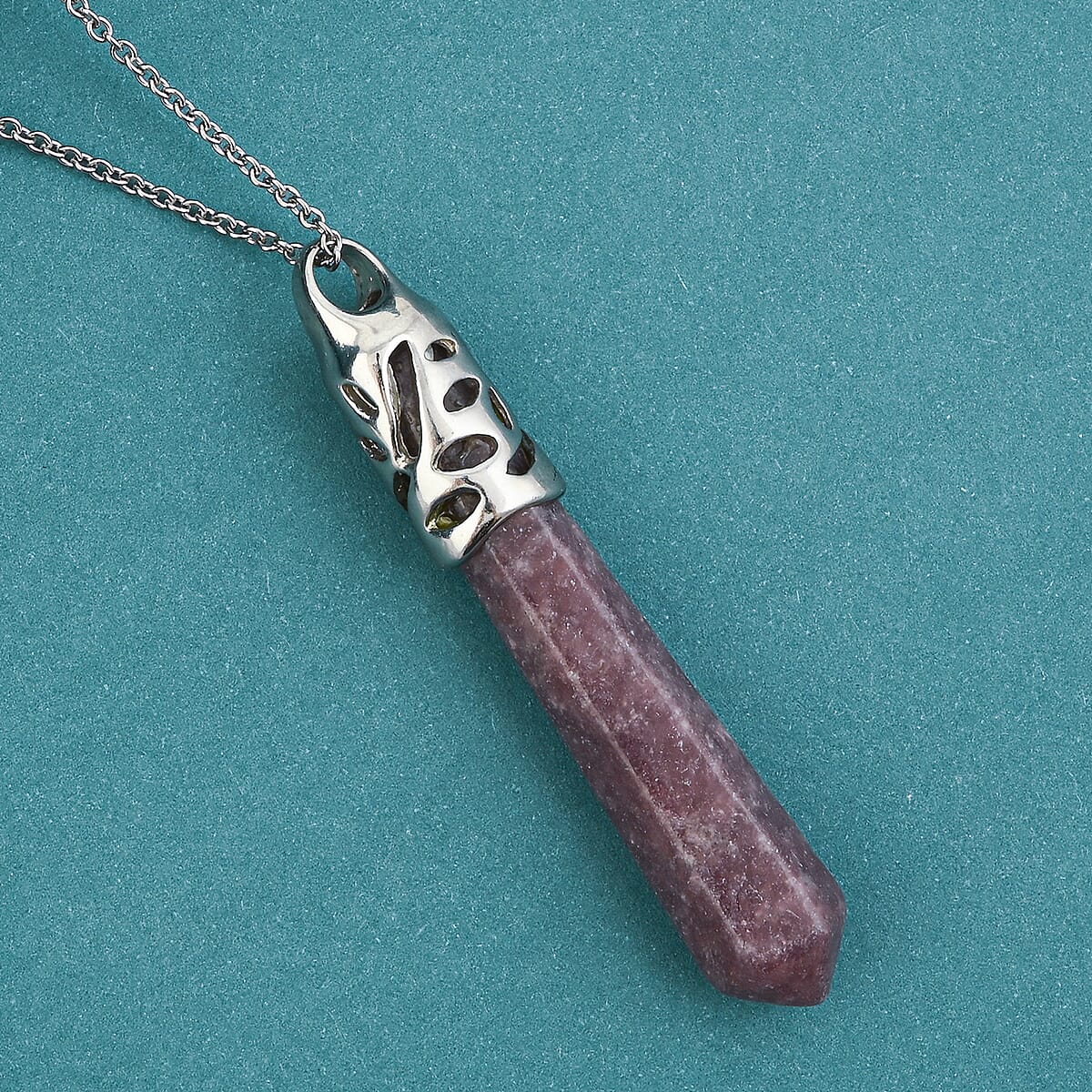 Lepidolite Pendant in Silvertone with Stainless Steel Necklace 36.00 ctw (20 Inches) image number 1