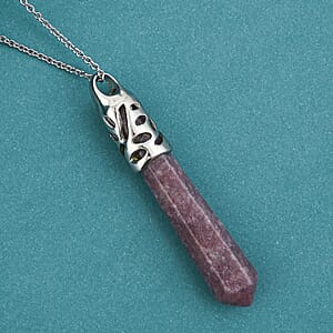 Lepidolite Pendant in Silvertone with Stainless Steel Necklace 36.00 ctw (20 Inches)