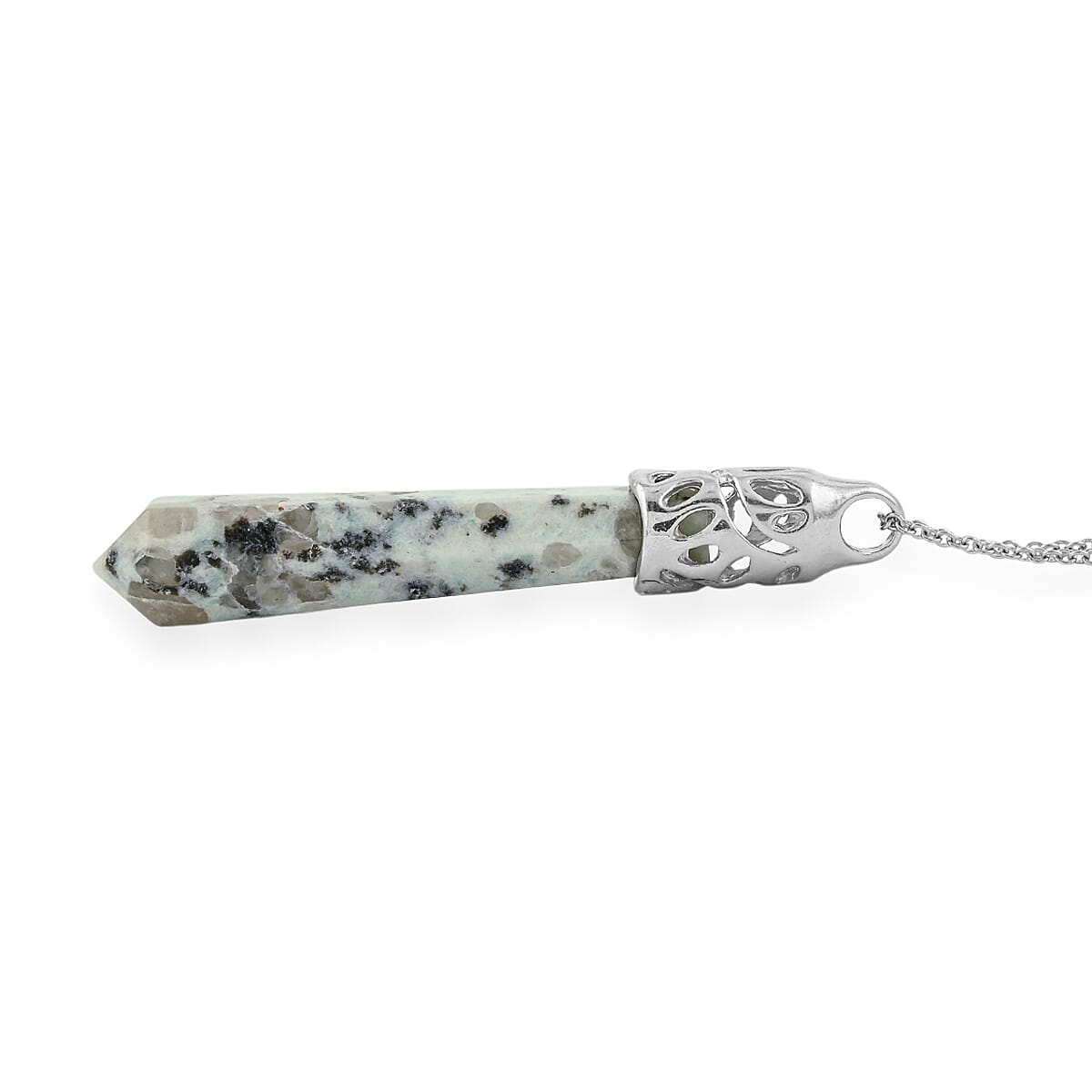 Kiwi Jasper Pendant in Silvertone with Stainless Steel Necklace 38.75 ctw (20 Inches) image number 3