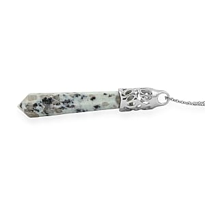 Kiwi Jasper Pendant in Silvertone with Stainless Steel Necklace 38.75 ctw (20 Inches)
