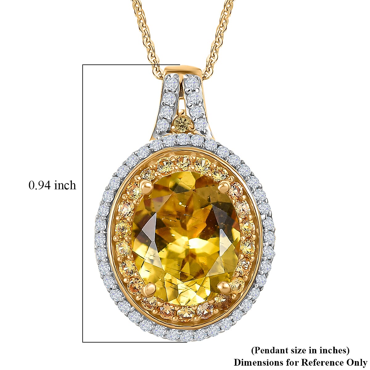 D'Joy Premium Golden Apatite and Multi Gemstone 4.60 ctw Crownlight Halo Pendant Necklace in 18K Vermeil Yellow Gold Over Sterling Silver 20 Inches image number 6