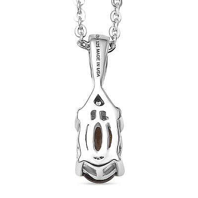 D'Joy Premium Madagascar Color Change Garnet and Moissanite 0.65 ctw Lumina Trinity Pendant Necklace in Rhodium Over Sterling Silver 20 Inches