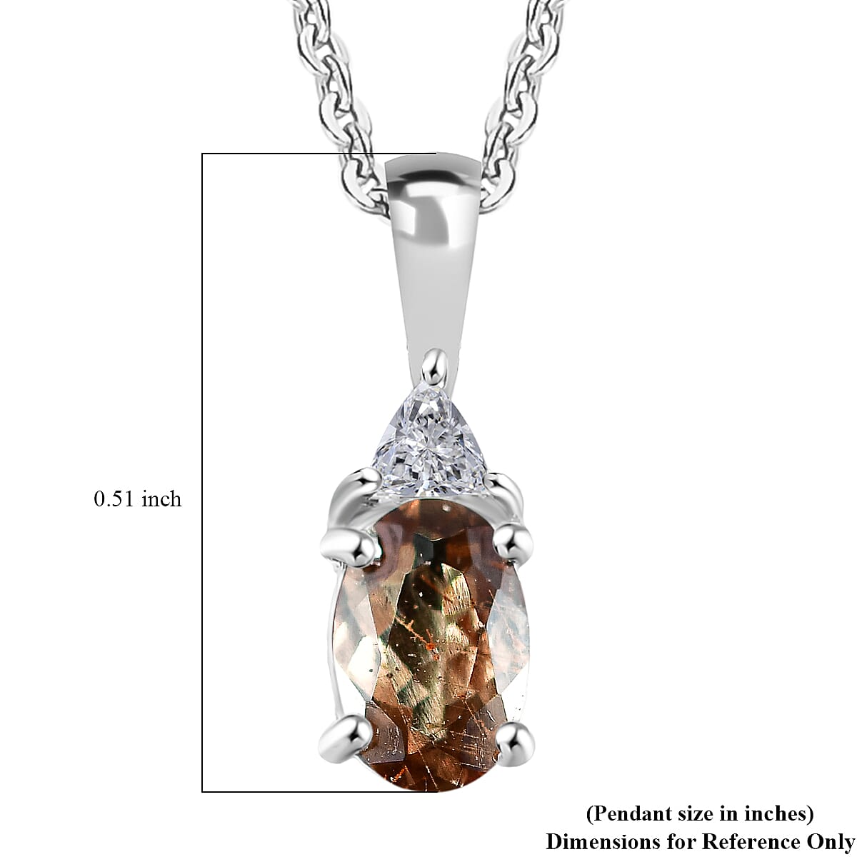 D'Joy Premium Madagascar Color Change Garnet and Moissanite 0.65 ctw Lumina Trinity Pendant Necklace in Rhodium Over Sterling Silver 20 Inches