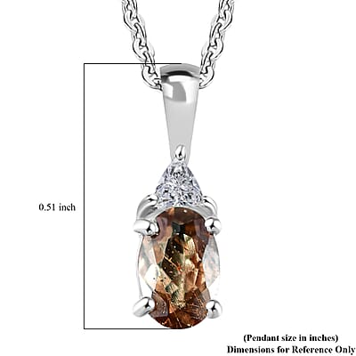 D'Joy Premium Madagascar Color Change Garnet and Moissanite 0.65 ctw Lumina Trinity Pendant Necklace in Rhodium Over Sterling Silver 20 Inches