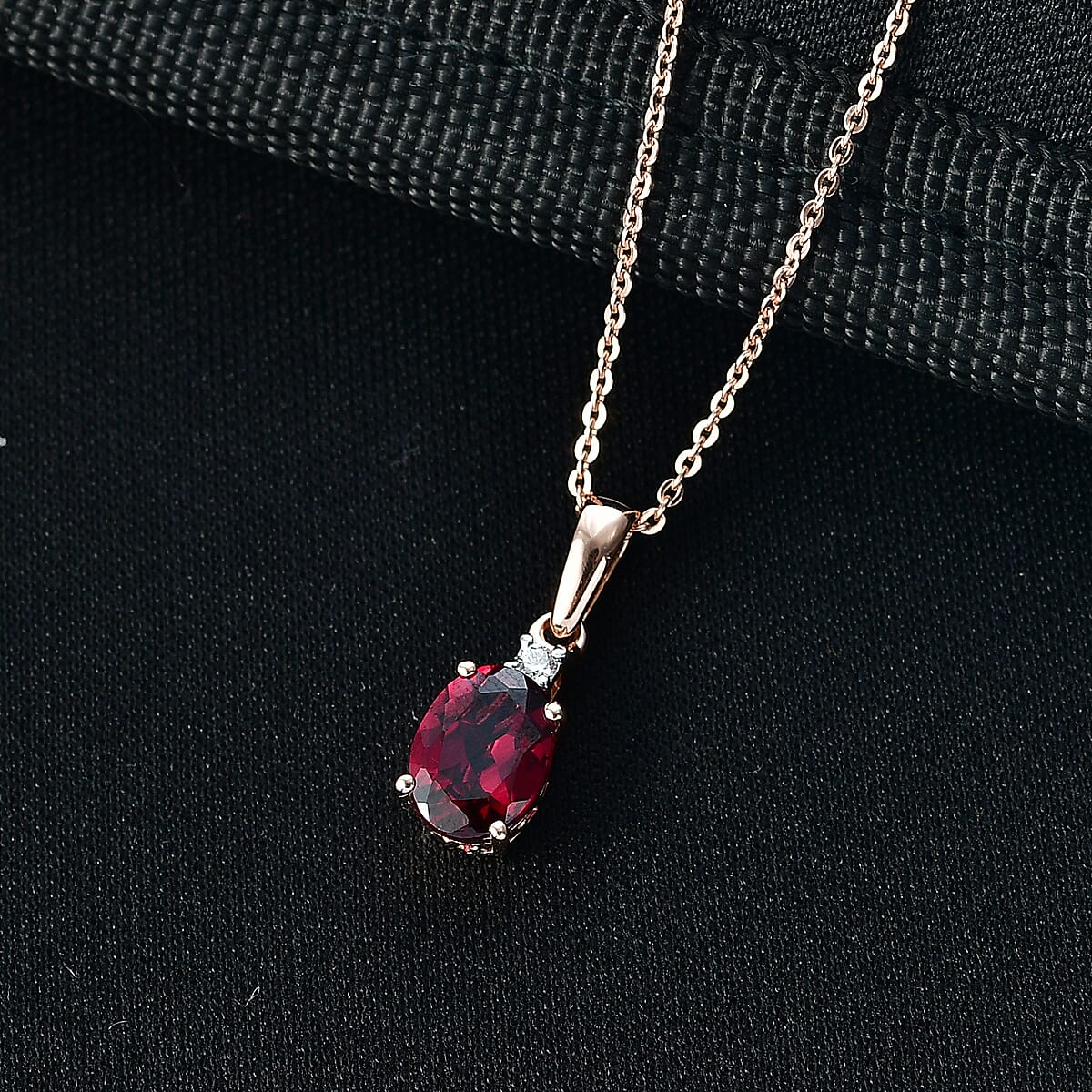 Premium Malawi Magenta Garnet and Luxuriant Lab Grown Diamond G-H SI 1.50 ctw Pendant Necklace in 18K Vermeil Rose Gold Over Sterling Silver 20 Inches image number 1