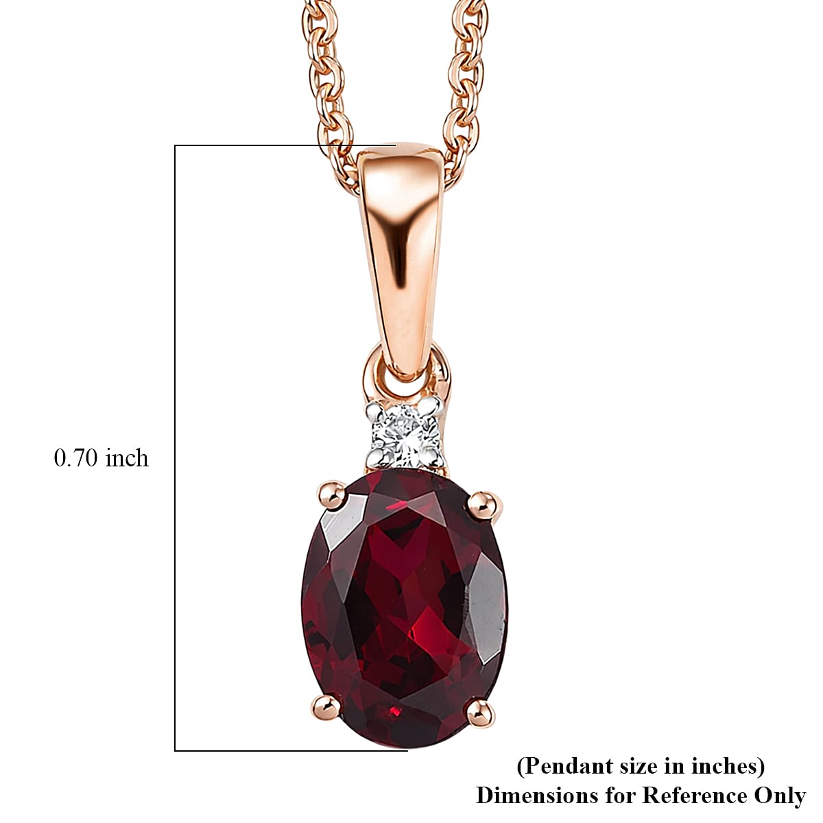 Premium Malawi Magenta Garnet and Luxuriant Lab Grown Diamond G-H SI 1.50 ctw Pendant Necklace in 18K Vermeil Rose Gold Over Sterling Silver 20 Inches image number 6