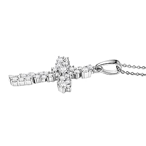 Luxuriant Lab Grown Diamond G-H SI 1.00 ctw Eternal Light Cross Pendant Necklace in Rhodium Over Sterling Silver 20 Inches 