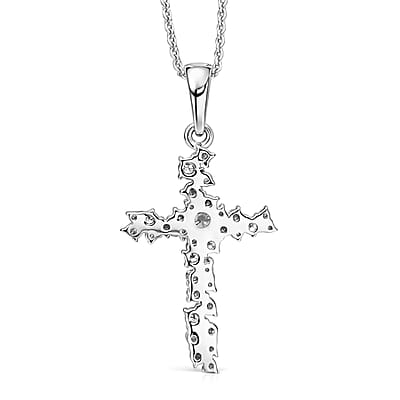 Luxuriant Lab Grown Diamond G-H SI 1.00 ctw Eternal Light Cross Pendant Necklace in Rhodium Over Sterling Silver 20 Inches 