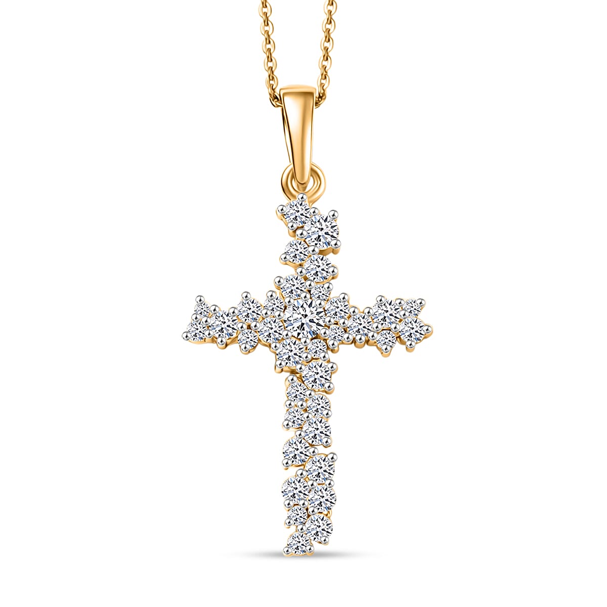 Luxuriant Lab Grown Diamond (G-H, SI) Starry Cross Pendant Necklace