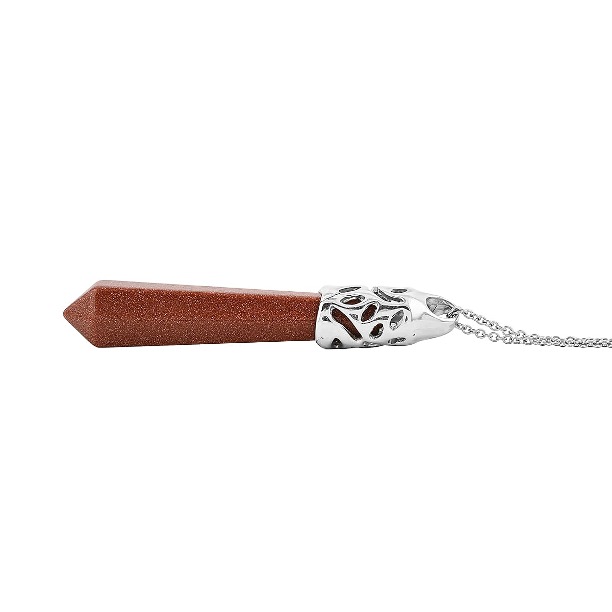 Goldstone 36 ctw Taper Point Pendant in Silvertone with Stainless Steel Necklace 20 Inches image number 3
