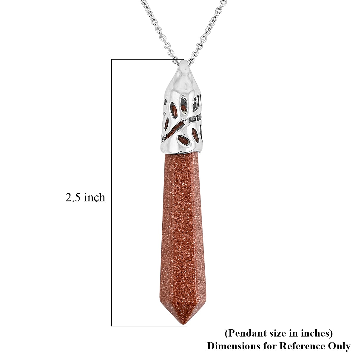 Goldstone 36 ctw Taper Point Pendant in Silvertone with Stainless Steel Necklace 20 Inches image number 5