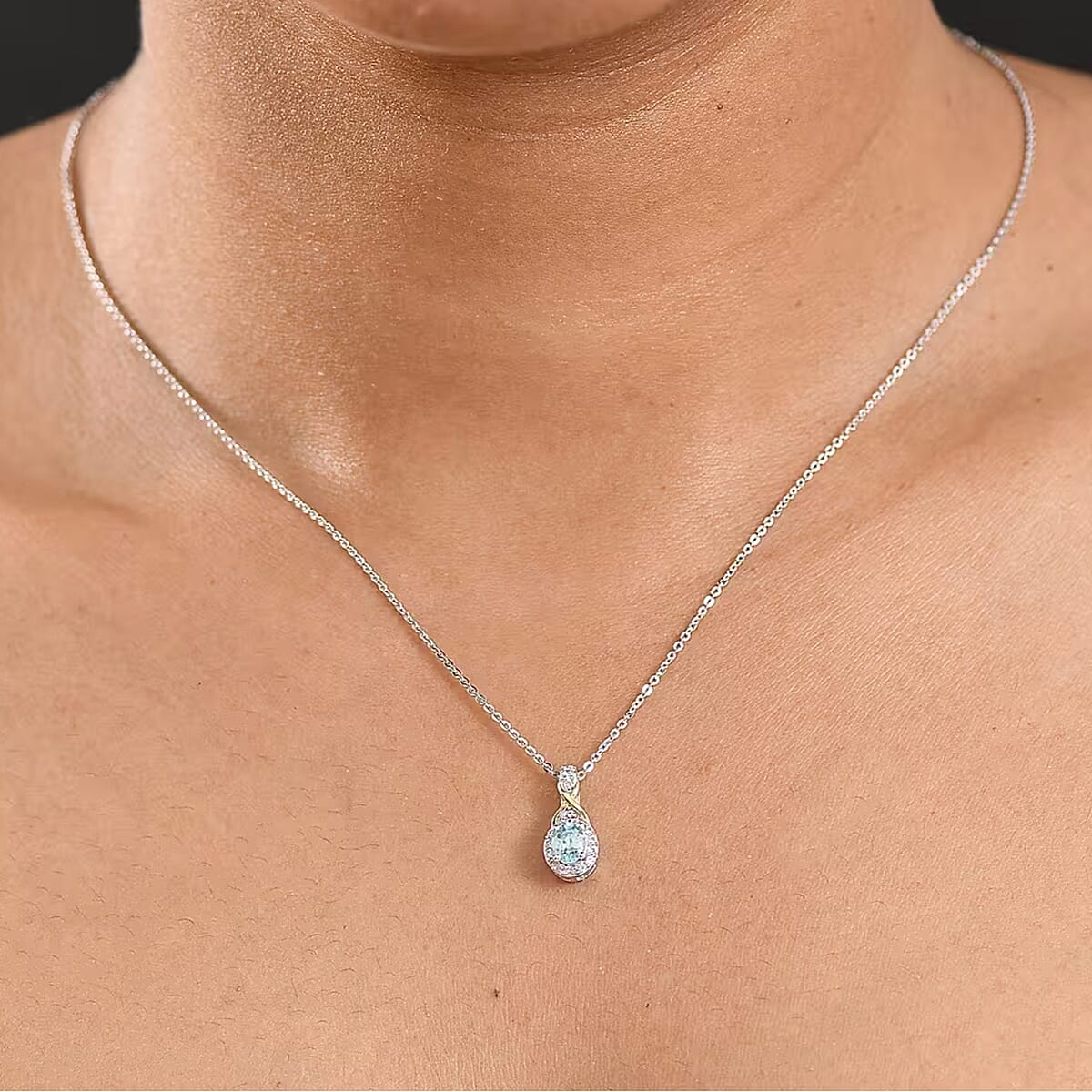 D'Joy Blue Zircon and White Zircon 1.59 ctw Ring (Size 5) and Pendant Necklace 20 Inches in 18K Vermeil Yellow Gold and Rhodium Over Sterling Silver (Del. In 10-12 Days) image number 1