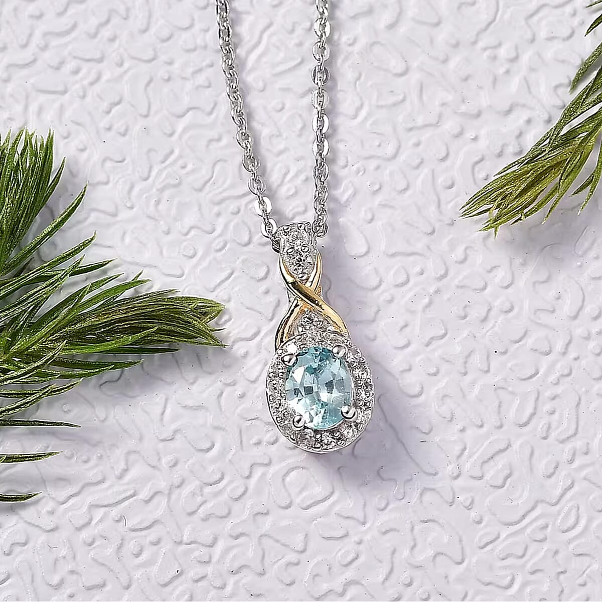 D'Joy Blue Zircon and White Zircon 1.59 ctw Ring (Size 5) and Pendant Necklace 20 Inches in 18K Vermeil Yellow Gold and Rhodium Over Sterling Silver (Del. In 10-12 Days) image number 5