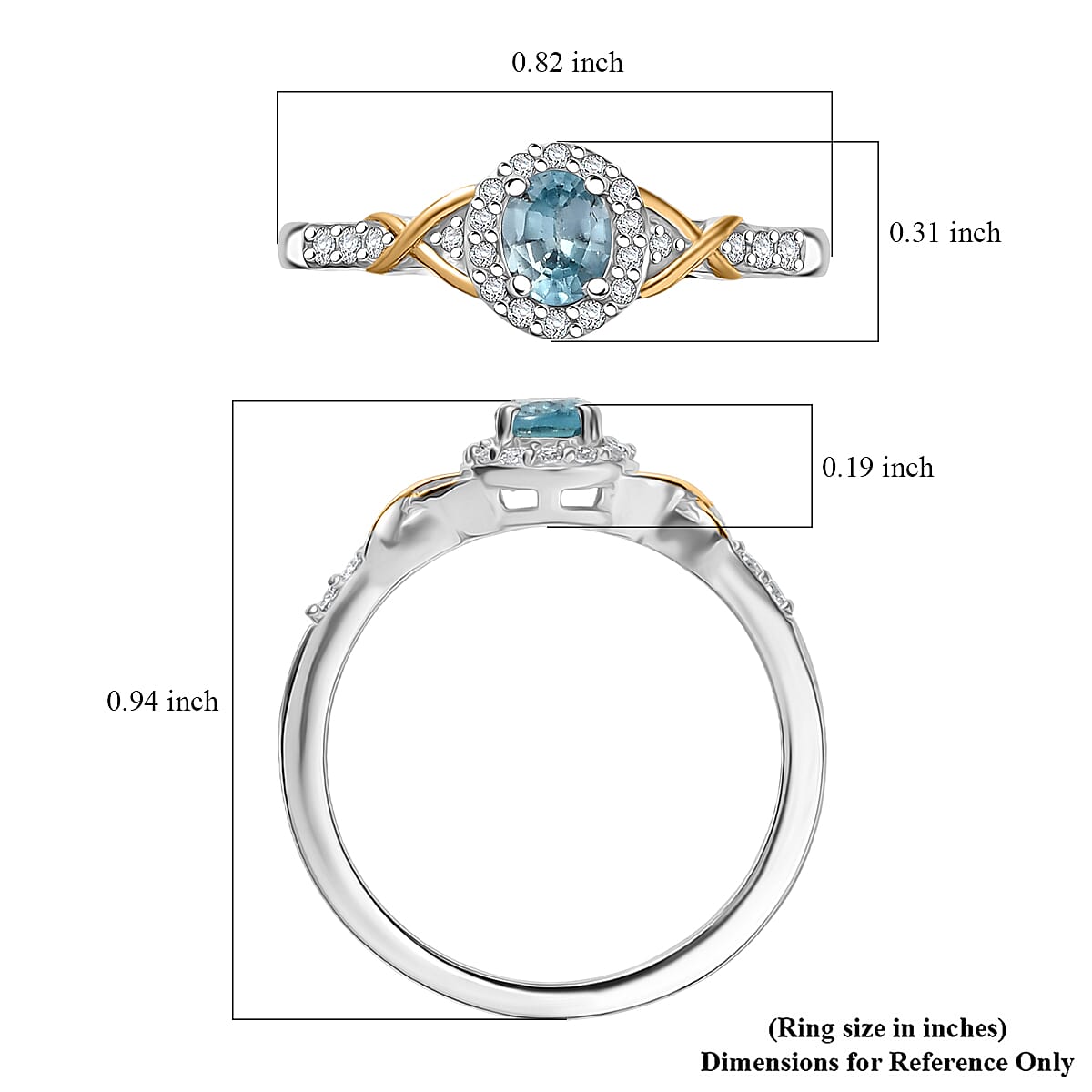 D'Joy Blue Zircon and White Zircon 1.59 ctw Ring (Size 5) and Pendant Necklace 20 Inches in 18K Vermeil Yellow Gold and Rhodium Over Sterling Silver (Del. In 10-12 Days) image number 9