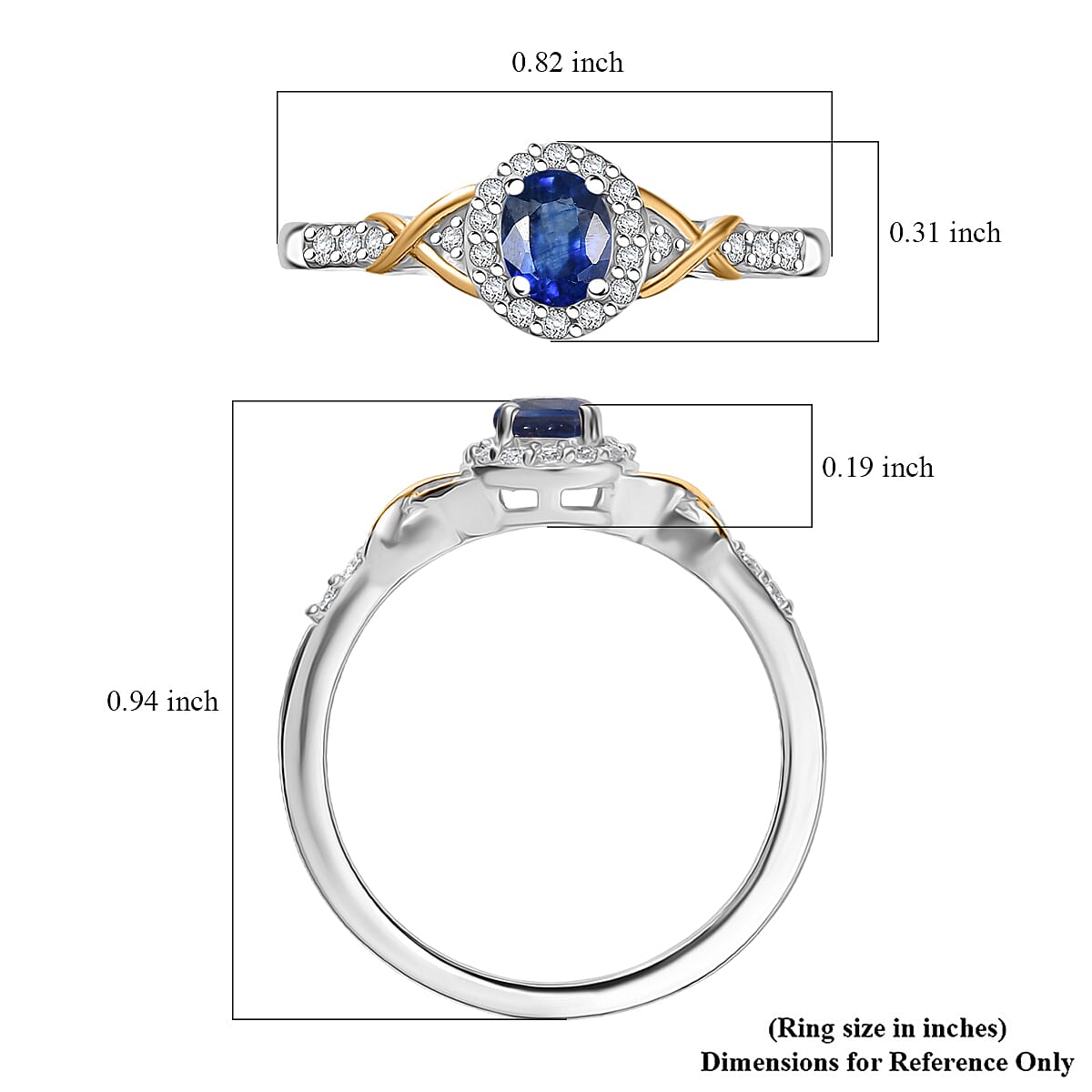 D'Joy Masoala Sapphire (D) and White Zircon 1.50 ctw Ring (Size 6) and Pendant Necklace 20 Inches in 18K Vermeil Yellow Gold and Rhodium Over Sterling Silver (Del. In 10-12 Days) image number 9