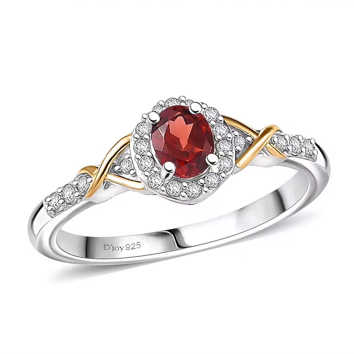 D'Joy Mozambique Garnet and White Zircon 1.28 ctw Ring (Size 5) and Pendant Necklace 20 Inches in 18K Vermeil Yellow Gold and Rhodium Over Sterling Silver (Del. In 10-12 Days) image number 7