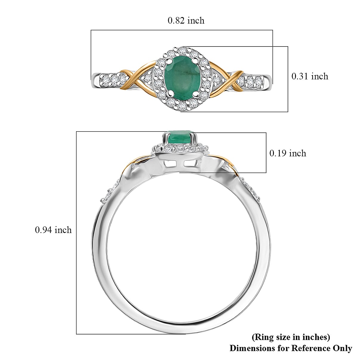 D'Joy Socoto Emerald and White Zircon 1.15 ctw Ring (Size 5) and Pendant Necklace 20 Inches in 18K Vermeil Yellow Gold and Rhodium Over Sterling Silver (Del. In 10-12 Days) image number 9