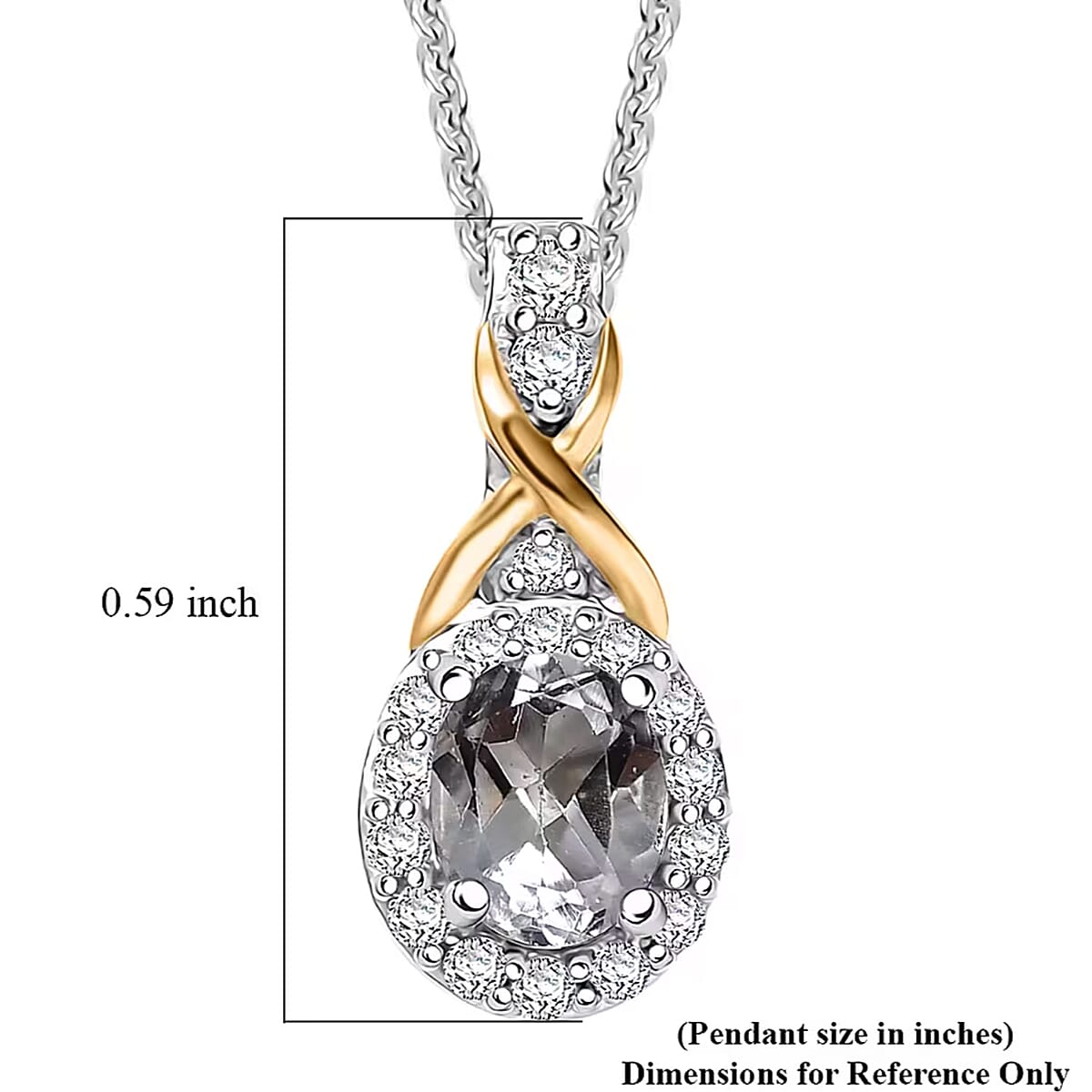 D'Joy White Topaz and White Zircon 1.35 ctw Ring (Size 5) and Pendant Necklace 20 Inches in 18K Vermeil Yellow Gold and Rhodium Over Sterling Silver (Del. In 10-12 Days) image number 7