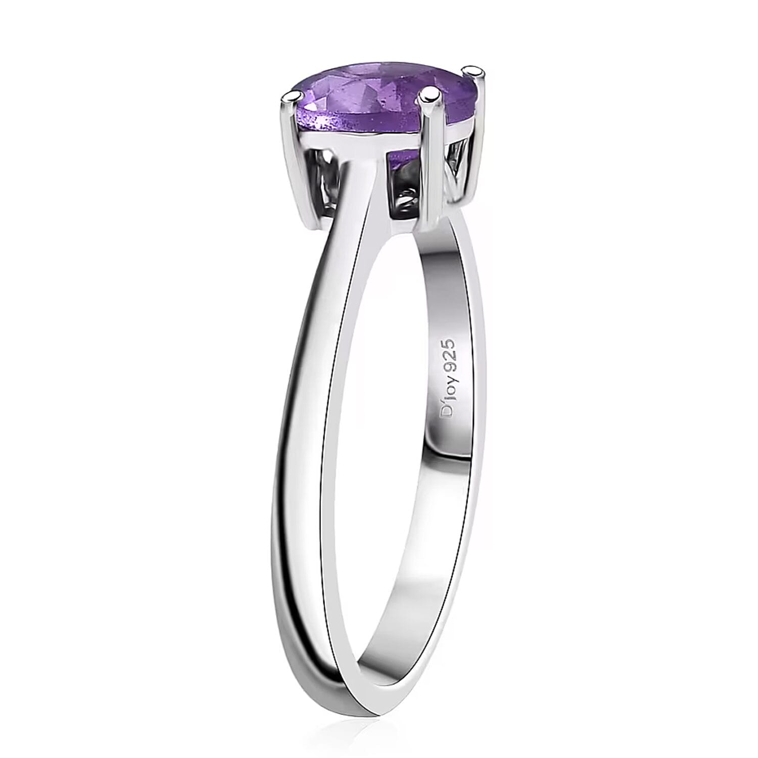D'Joy African Amethyst 2.40 ctw Ring (Size 5.0) and Pendant Necklace 20 Inches in Rhodium Over Sterling Silver (Del. In 10-12 Days)