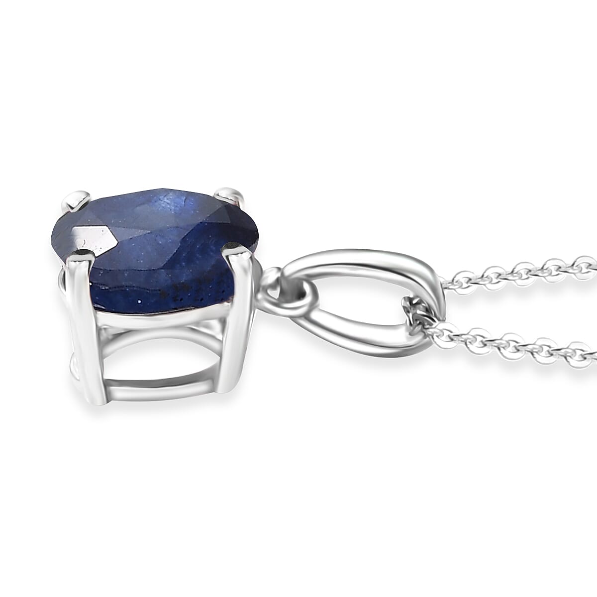 D'Joy Masoala&nbsp;Sapphire&nbsp;(D) 4.00 ctw Ring (Size 5.0) and Pendant Necklace 20 Inches in Rhodium Over Sterling Silver image number 5