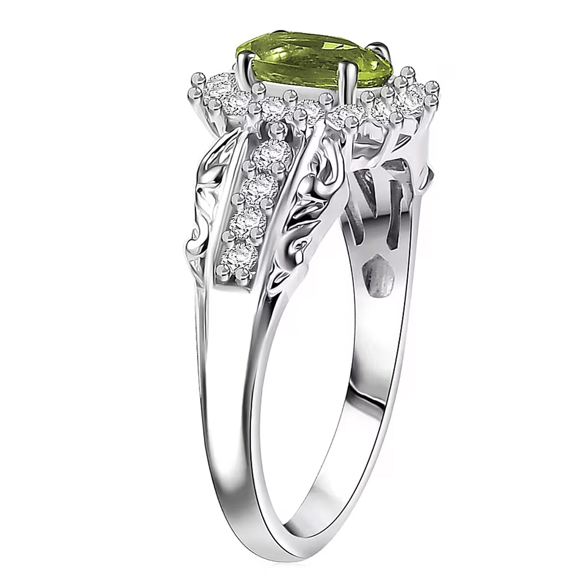 D'Joy Hebei Peridot and White Zircon 2.75 ctw Ring (Size 5.0), and Pendant Necklace 20 Inches in Rhodium Over Sterling Silver (Del. In 10-12 Days) image number 5